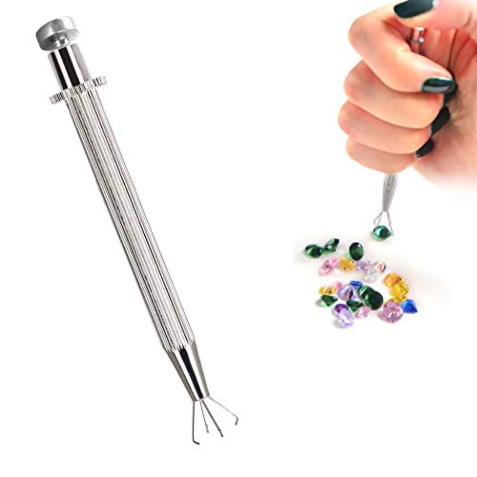Diamond Holder Terp Pearl Cotton Claw Grabber Tool, Professional Diamond Holder Pick-Up Tool Diamond Gems Prong Tweezer Catcher Grabber Jewelry Making Jeweler Tool, 4-Claw Electronic Component Grabber