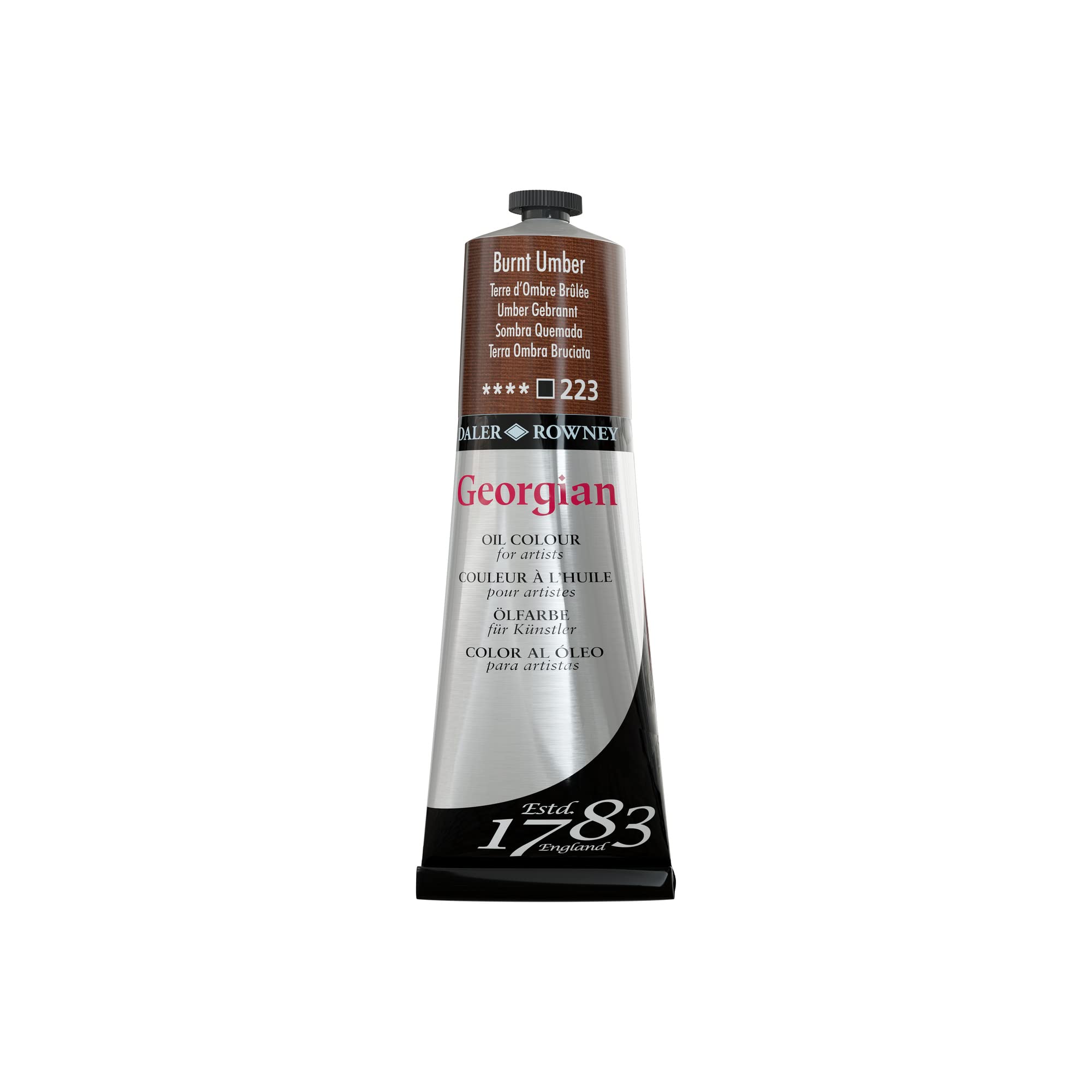 Daler-Rowney Georgian Oil Paint, Aluminium Tube, 7.61oz - 225 ml, Burnt Umber