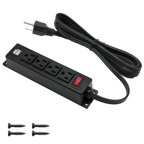 Mountable Power Strip with USB Ports,Wall Mount Power Outlets Screw ...