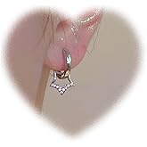 W WEILIRIAN Star Hoop Drop Earrings Star Dangle Huggie Earrings Crystal Star Dangling Earrings Bohemian Star Hoop Earrings Hollow Star Earrings Jewelry for Women and Girls Gifts