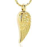 Imrsanl Angel Wing Cremation Jewelry Urn Necklace for Ashes for Women Men Stainless Steel Urn Pendant Ashes Holder Memorial Jewelry