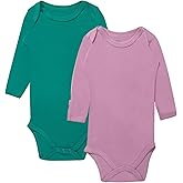 GUISBY Baby Rayon Long Sleeve with Snap Bodysuits for Boy Girl 0-24 Months 2-packs