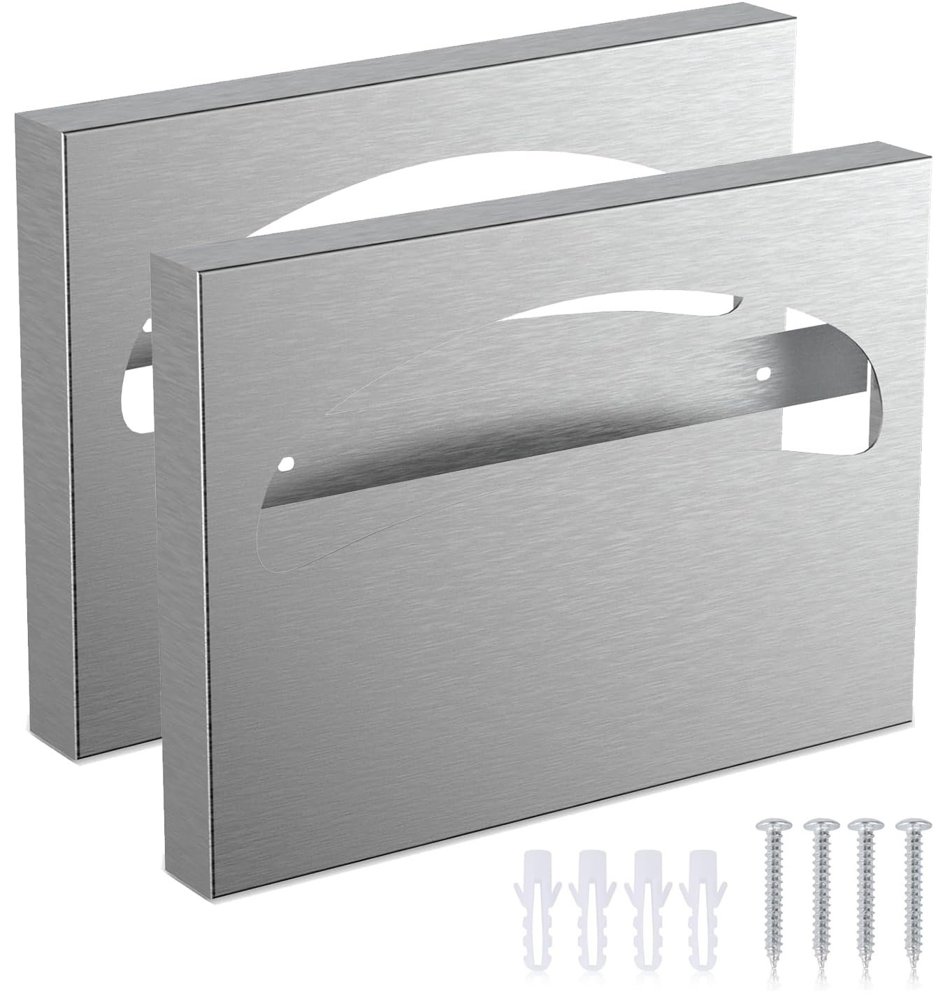 View 1 of 2 Pcs Toilet Seat Cover Dispenser, Toilet Seats Dispenser, Toilet Seats Cover Dispenser Wall Mount, Stainless Toilet Seats Cover Dispenser, Toilet Seat Cover Dispenser for Bathroom and Restroom