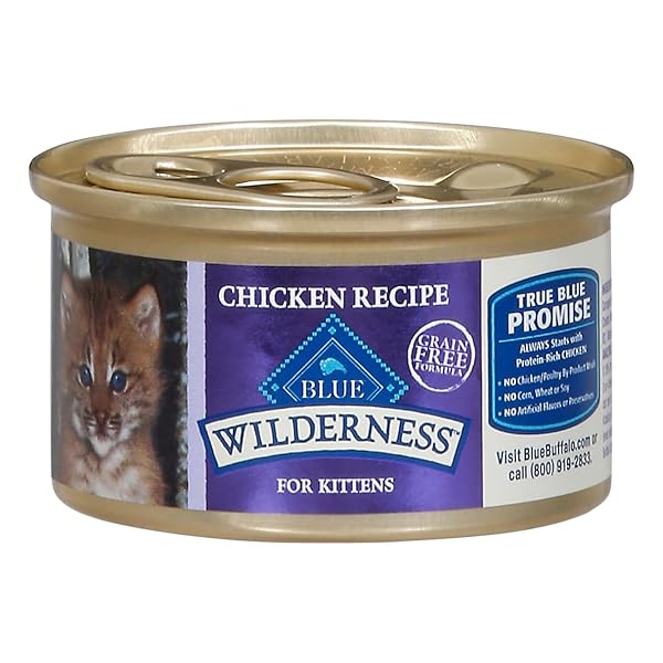 BLUE BUFFALO WILDERNESS HIGH PROTEIN GRAIN FREE, NATURAL KITTEN PATE WET CAT FOOD, CHICKEN 3-OZ CANS (PACK OF 1)
