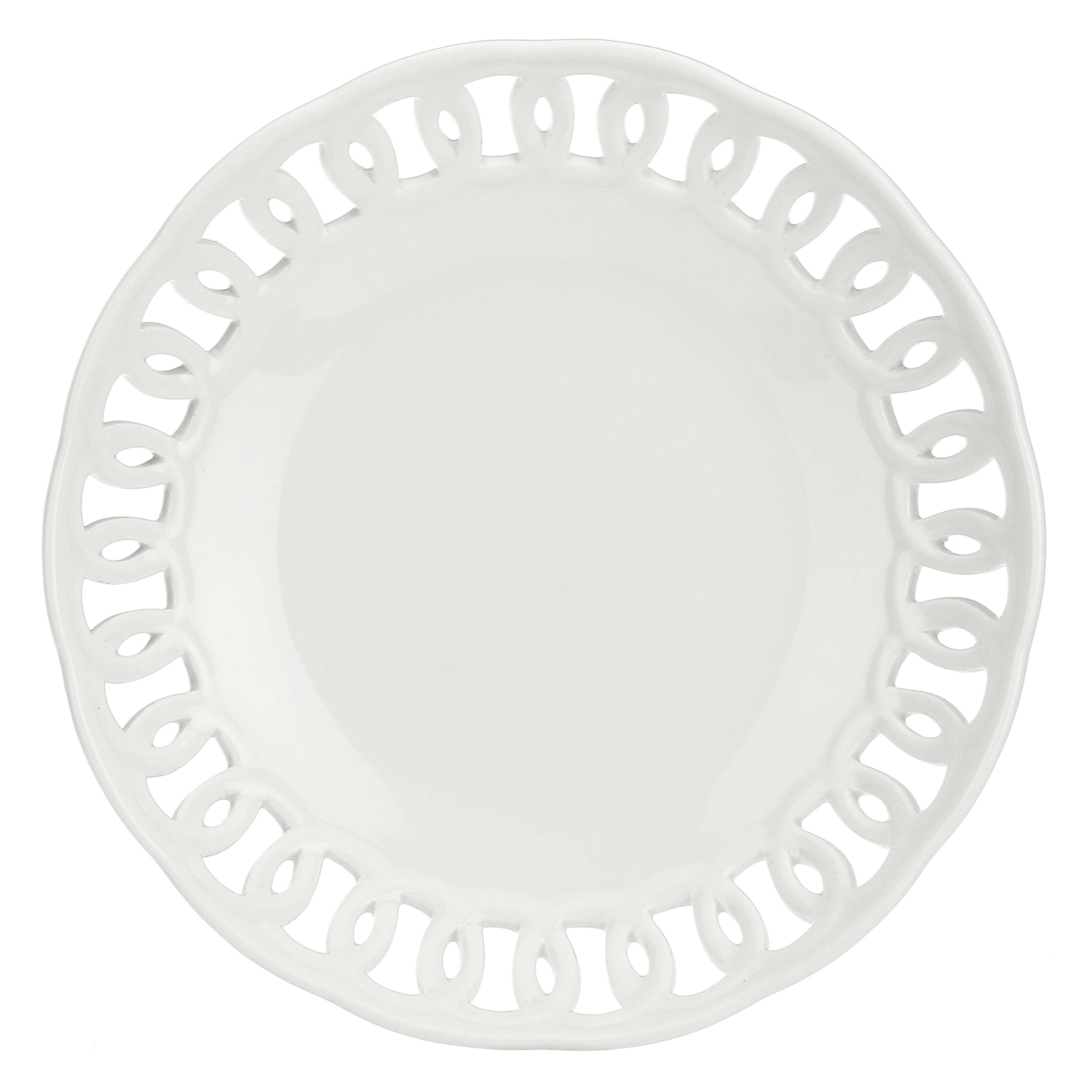 la Porcellana Firenze Carved Coupe Plate cm 16 GB, White