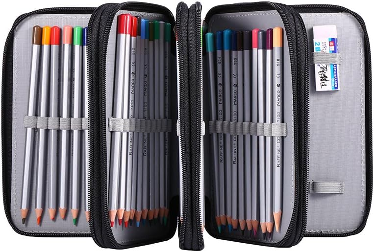 ZJchao 72 Piece Colors Pencil Case Pen Bag Pouch Stationary Case with Large Capacity Oxford Multi-layer Pencil Organizer (Black) - Image 3