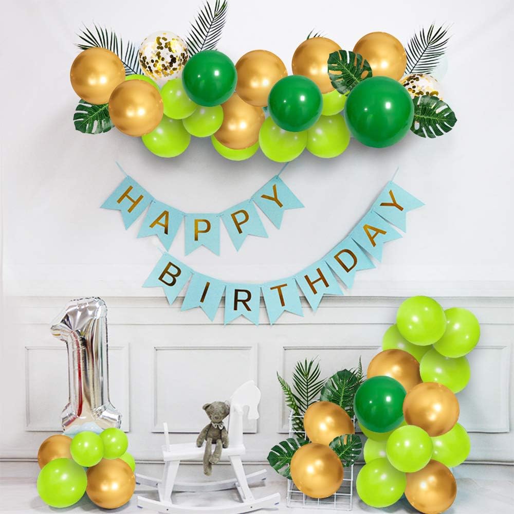 Sale Online Save 70 Green And Gold Jungle Balloons 50pcs Green Balloons And Gold Confetti Balloons With Palm Leaves For Kids Boys Birthday Baby Shower Jungle Safari Wild Party Theme Decorations Credit