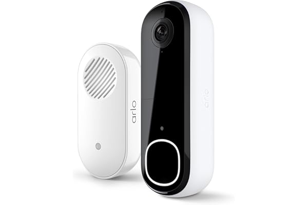 Arlo Video Doorbell 2K + Chime 2 (2nd Gen, Latest Release), Wireless or Wired Option, 2-Way Audio, Night Vision, H (Renewed)