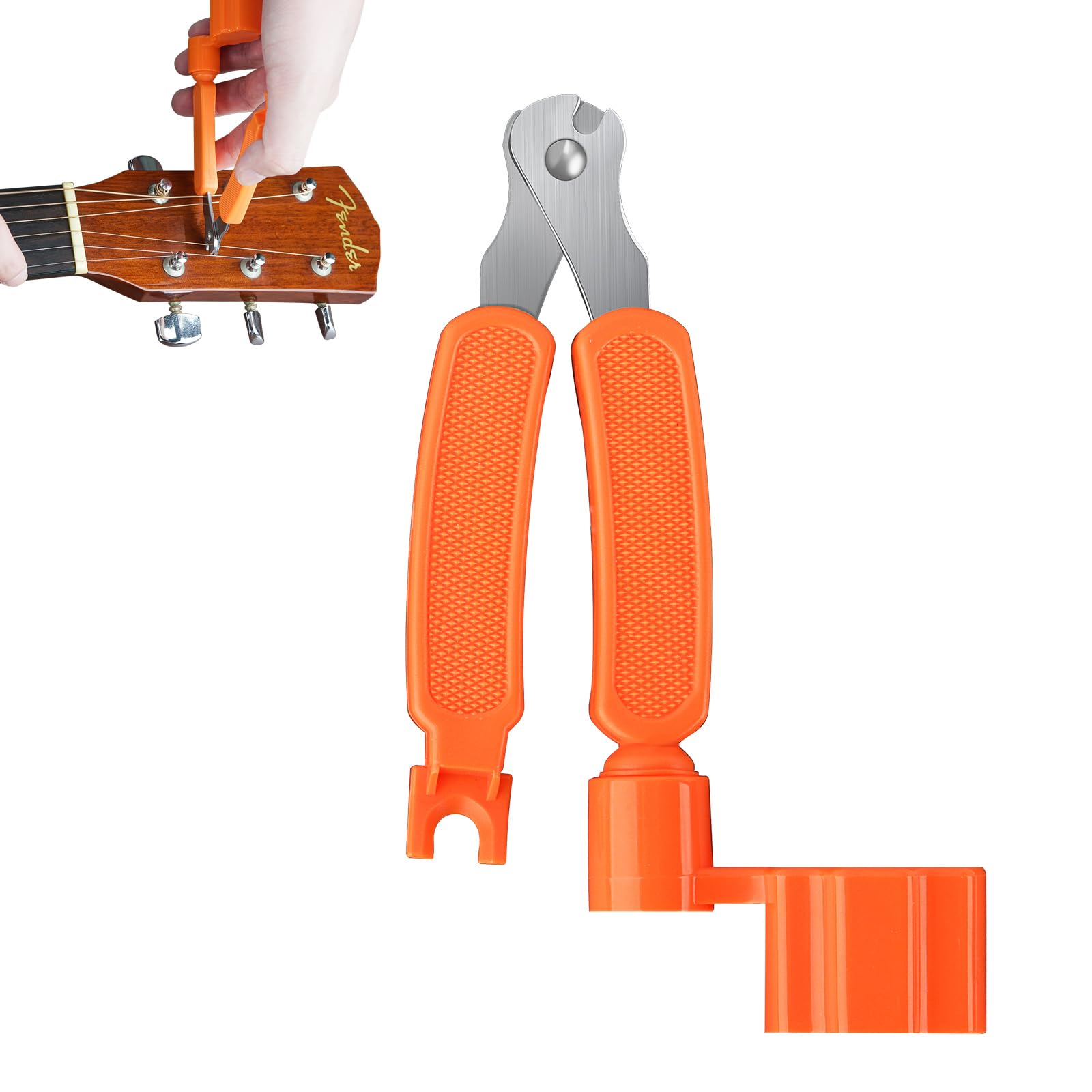 Linkidea 3-in-1 Guitar String Winder, Pin Puller, String Cutter for Guitar Restringing Repairing (Orange)