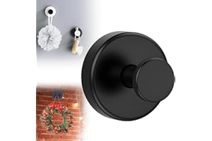 CRYMOY Suction Cup Hooks for Wreaths, 2025 New No Drill Suction Cup Hooks for Wreaths on Glass, Wreath Hanger for Front Door, Towel Hooks for Window Bathroom Mirrors Shower (1, Black)
