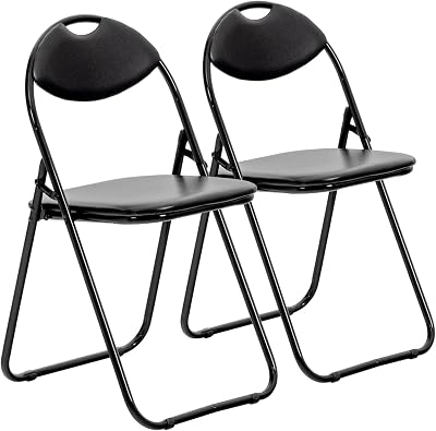 Harbour Housewares Black Padded Folding Chairs Pack of 2
