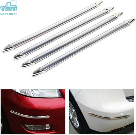 Amazon Morytrade バンパー プロテクター キズ防止 コーナー ラバー ガード メッキ シルバー 汎用 接着 Suv プリウス アクア ノート 4本セット フロントバンパープロテクター 車 バイク