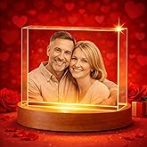 3D Crystal Photo, Personalized Gifts for Women, Wife, Her, Him, Men, Husband, Grandma, Great Customized Gift with Your Own Photo, Custom Glass 3D Laser Etched Picture Wedding (Small)