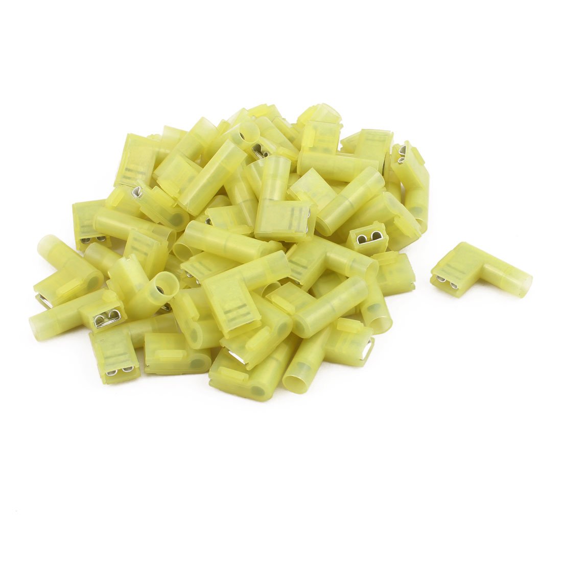 Sourcingmap 50Pcs Flag Crimp Terminals Female Nylon Fully Insulated Wire Connectors Yellow
