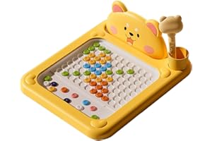 1PC Magnetic Drawing Board Cartoon Magnetic Dot Art with Dot Beads Pattern Booklets Pen Doodle Board Educational Toddler Toys