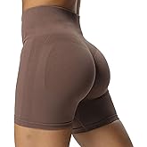 Aoxjox Workout Seamless Biker Shorts for Women Tummy Control High Waisted Athletic Yoga Contour Sculpt Running Yoga Short 6"