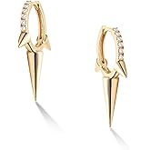 VACRONA Gold Spike Earrings Huggie Earrings for Women 14k Gold Plated Small Huggie Hoop Earrings Simple Lightweight Hoops Gift for Women