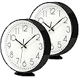 Coloch 2 Pack Table Clock on Stand, 8 Inch Vintage Silent Non-Ticking Wall Clock Decorative Battery Operated Quartz Analog Clocks for Desk, Table, Office, Study, Kitchen, Living Room, Bedroom, School