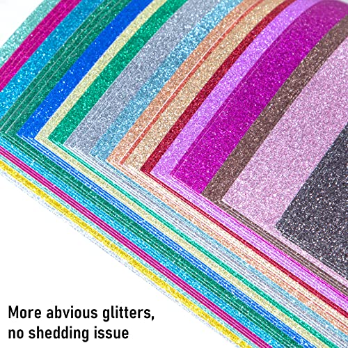 Shindel Glitter Cardstock Paper, 80 Sheets A4 Glitter Paper Bulk Premium Craft Cardstock 20 Colors for Cricut Card Making Paper Crafting