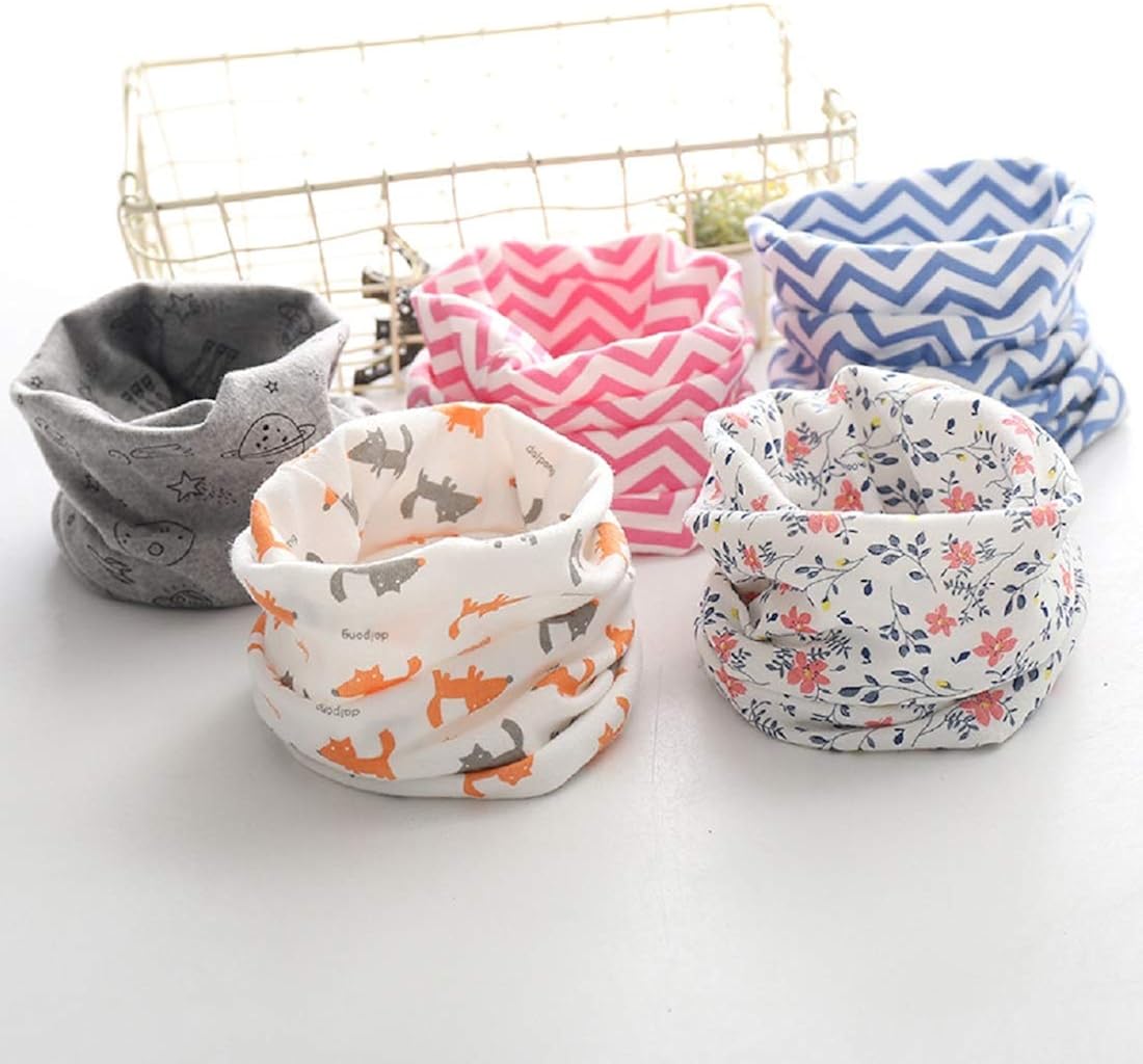 Boomly Winter Baby Collar Scarf Warm Neck Scarves Cotton O Ring Neck Warmer Bandana (Blue#2) - Image 5