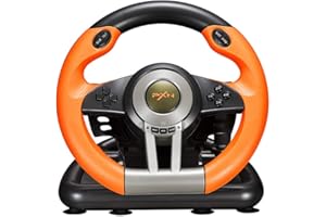 PXN V3III PC Steering Wheel 180 Degree Universal USB Car Racing Game Racing Wheel with Pedals for PS3, PS4, Xbox One,Xbox Series X/S, Switch Orange(Used - Like New)