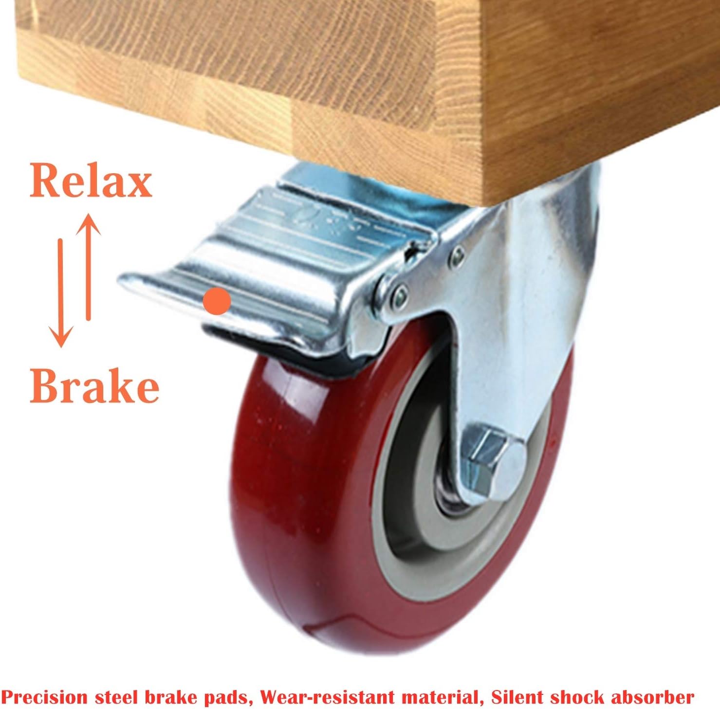 4 inch Heavy Duty Casters, Lockable Bearing Caster Wheels with Brake, Swivel Casters for Furniture and Workbench, Set of 4, Load 1800lbs (Free screws and a spanner): Home Improvement