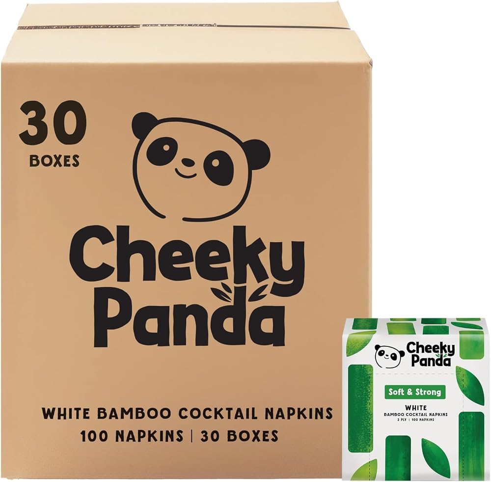 The Cheeky Panda Bamboo Cocktail Napkins 3-Ply 3000 Naps Eco Friendly