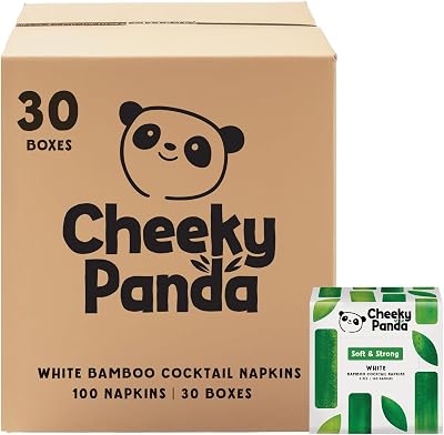 The Cheeky Panda Bamboo Cocktail Napkins 3-Ply 3000 Naps Eco Friendly