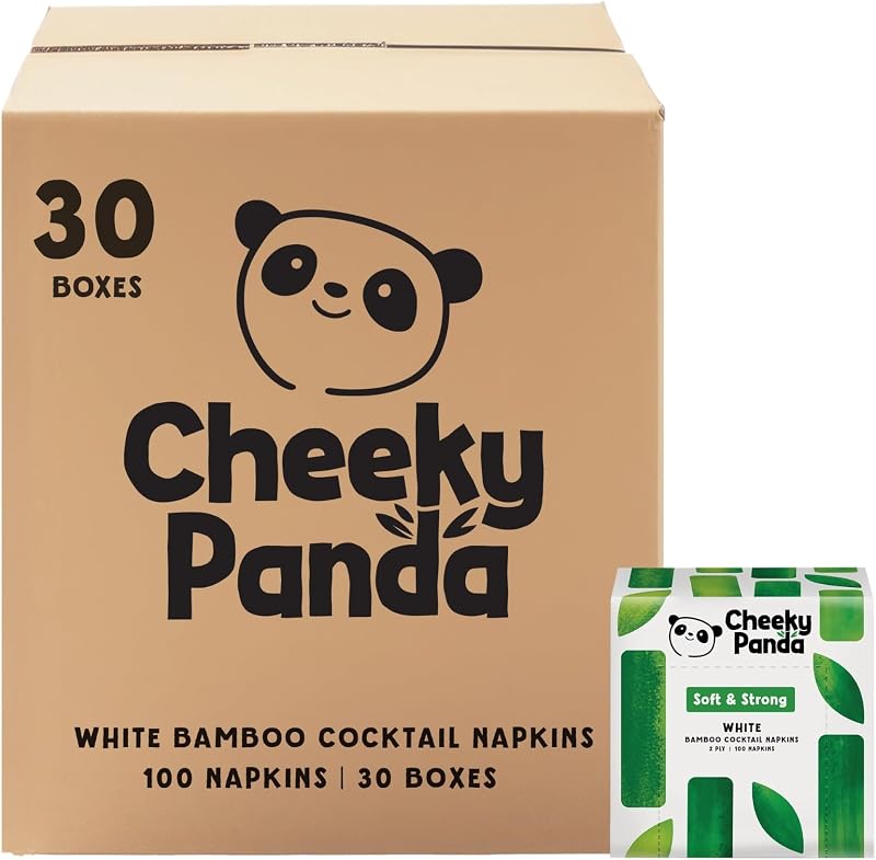 The Cheeky Panda Bamboo Cocktail Napkins 3-Ply 3000 Naps Eco Friendly