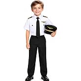 KAKALVER Kids Pilot Costume Boys Airline Captain Uniform Career Day Outfit