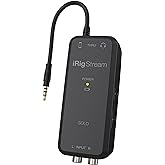 IK Multimedia iRig Stream SOLO audio interface for iOS & Android devices, iPhone, iPad, with 1/8" TRRS jack & 2 RCA, connects