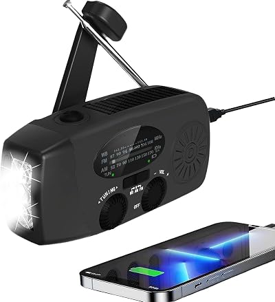SOLARBABY Wind Up Solar Radio Emergency AM/FM USB Charger LED Light