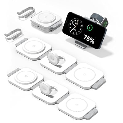 2Pack 3 in 1 Charging Station for Apple Multiple Devices Foldable Magnetic Fast Wireless Charger Dock, Travel Charging Pad for iPhone 17 16 15 14 13 12 Series Apple Watch Series & AirPods 4/3/2/Pro