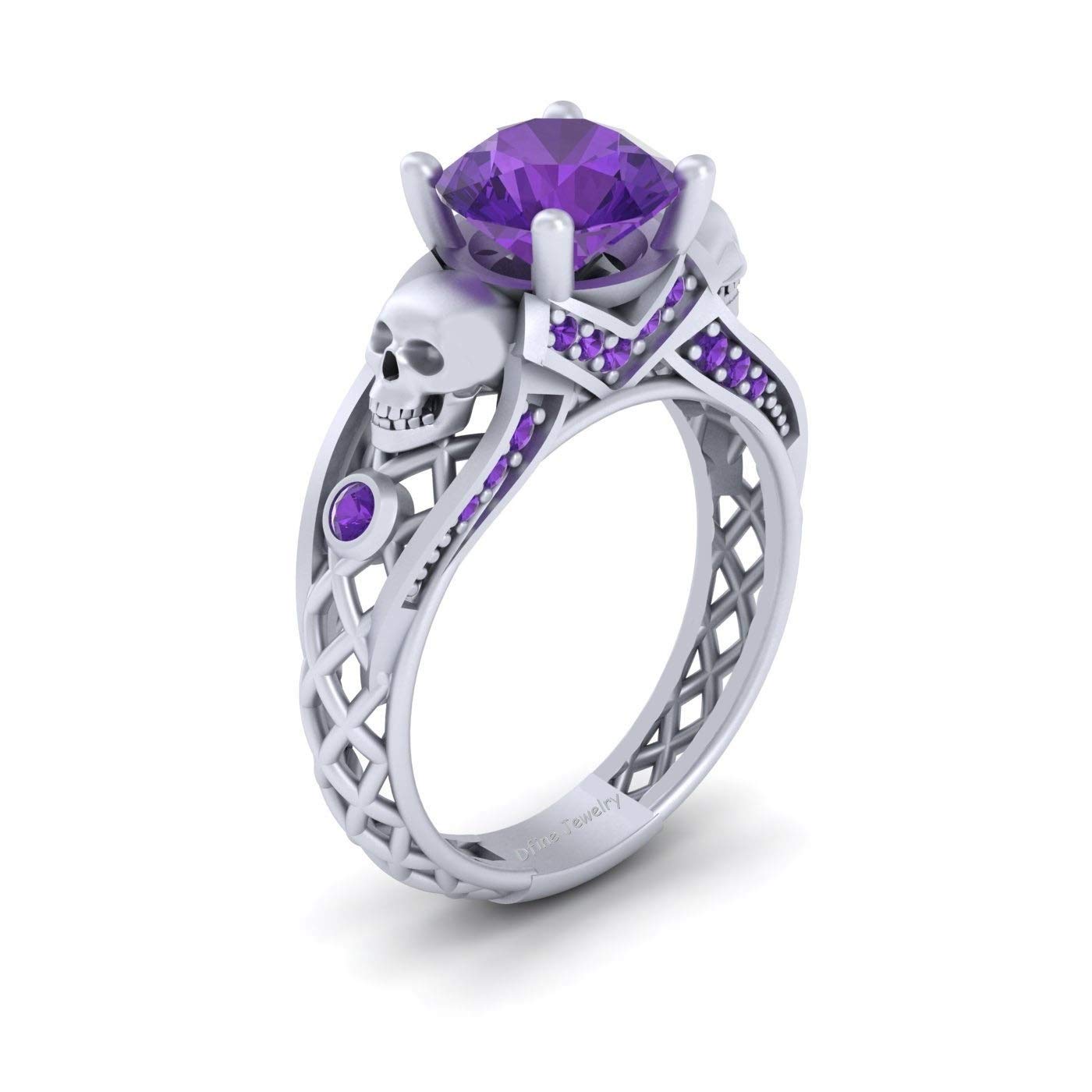Unique Princess Cut Purple Amethyst Wedding Ring Set Vidar Jewelry Unique Custom Engagement And Wedding Rings