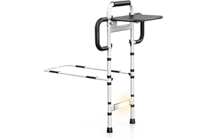 Lotuhill Bed Rails for Elderly Adults Safety, FSA/HSA Eligible Height Adjustable Bed Rail with Non-Slip Handle Foldable Desk & Motion Sensor Light Up to 350 Lbs Bed Rails for King Queen Full Twin Bed