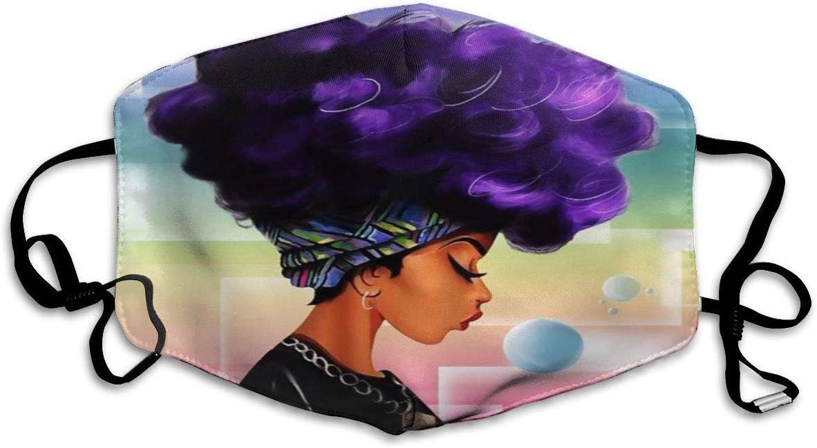 African Women With Purple Hair Mask Lightweight Anti-Dust Facial Masks Virus Smog Face Mouth Mask Winter Cold Face Protector Safety Masks Reusable Nose Cover For Women Men Ourdoor