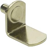 5mm (25 Pack) Bracket Style Cabinet Shelf Support Pegs | "L" Clips for Kitchen &amp; Bookcase | Polished Brass