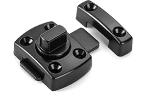 INIRET 2 Packs Rotate Bolt Latch Gate Latches Safety Door Lock,Pet Door Lock, Cabinet Furniture,Bathroom，Windows,Antique Lock Gate Latches Wine Cabinet Closet Door Latches (Black_2 Pack)