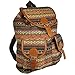 Oaxaca Tribal Design Bohemian Backpack, Cool Vintage Woven Canvas Casual Daypack