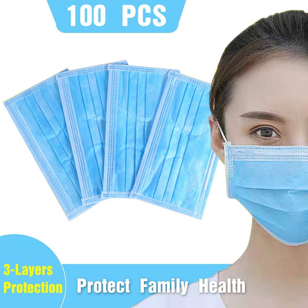 RuiQ Disposable 3-Layer Masks, Anti Dust Breathable Disposable Ear Loop Face Mask, Breathable and Comfortable Great for Personal Health