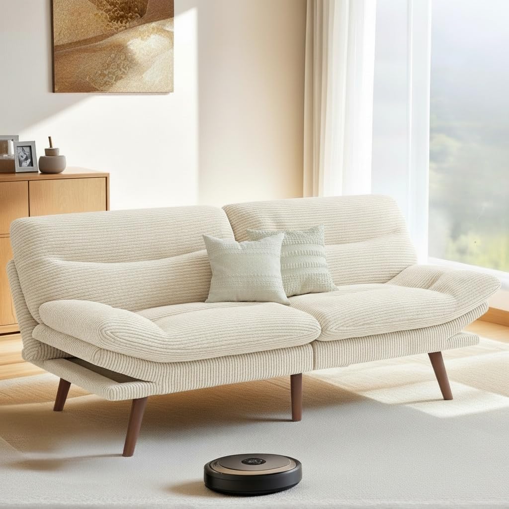 Photo 1 of ***MISSING PARTS***
VERY DIRTY********
***STOCK PHOTO FOR REFERENCE ONLY***
Pipishell Futon Sofa Bed, 66 Inch Corduroy Futon Couch Convertible with Adjustable Backrest and Armrests, Recliner Sleeper Sofa for Small Spaces, Living Room, Office, Guest Room (