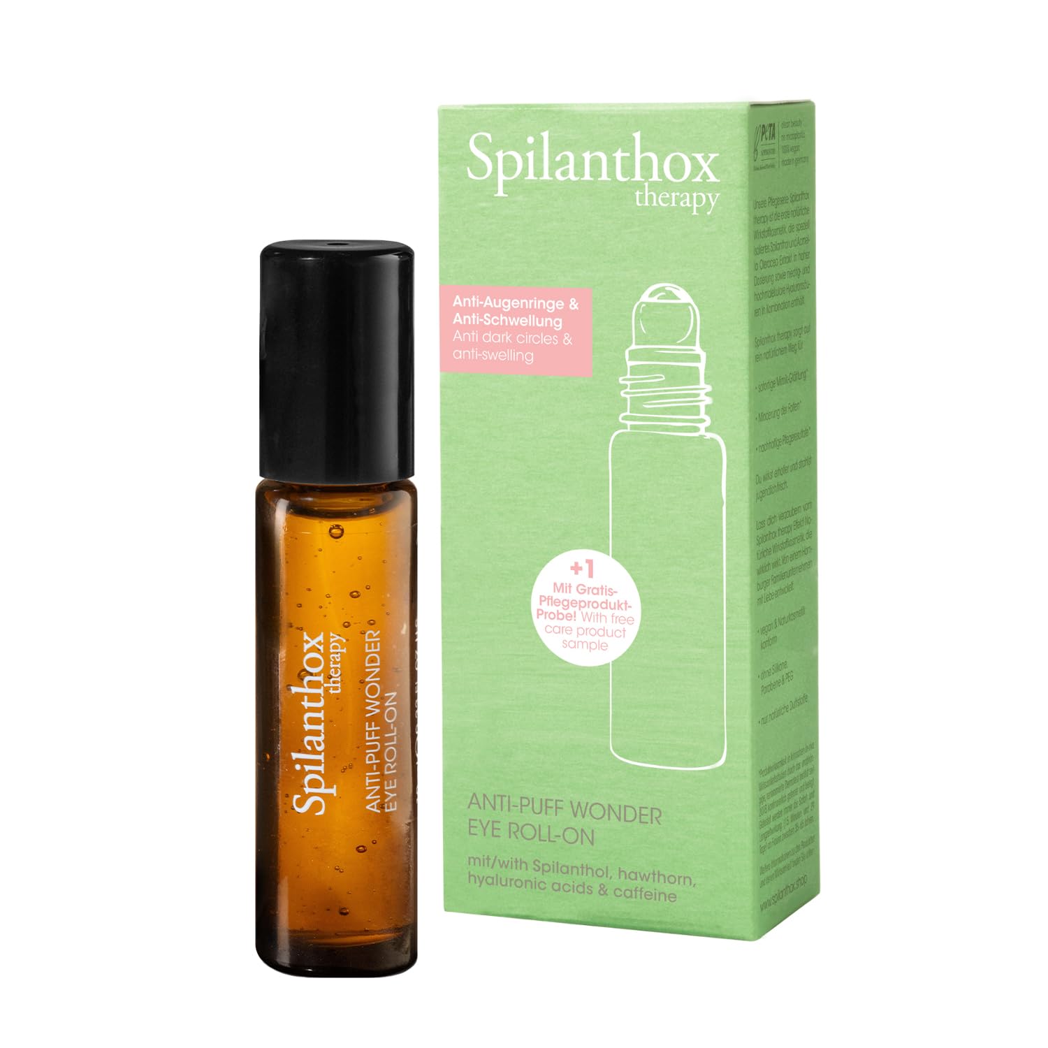Spilanthox therapy - Anti-Puff Wonder Eye Roll-On - Caffeine & hyaluronic acid reduce dark circles under the eyes - Smoothing facial lines & reducing wrinkles with spilanthol - vegan natural cosmetics