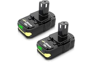 REOBEN 3.0Ah Replacement for Ryobi 18V Batteries Compatible with Ryobi 18V Lithium Battery P102 P103 P104 P105 P107 P108 P109 P190 P122 for 18 Volt Cordless Power Tools 2 Packs(Green)