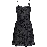 Verdusa Women's Mini Dress Floral Spaghetti Strap Mesh Dresses Going Out Festival Concert Outfits Grunge Gothic Clothes