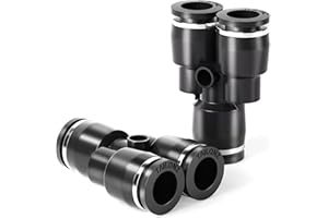 TAILONZ PNEUMATIC Black 1/4 inch OD Y Spliter Plastic Push to Connect Fittings 3 Ways Tube Connect Push Fit Push Lock PY-1/4(Pack of 10)