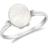 AeraVida Simply Stunning Oval Shaped White Mother of Pearl .925 Sterling Silver Ring | White Oval Ring | Mother of Pearl Ring | Comfort Fit USA Sizes 5-9