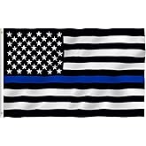 Anley Fly Breeze 3x5 Foot Thin Blue Line US National Flag - Vivid Color and Fade proof - Canvas Header and Double Stitched - Honoring Law Enforcement Officers Flags Polyester with Brass Grommets