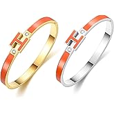 Gold H Bracelets for Women, 18K Gold Plated Bangle Bracelets Dainty Non Tarnish Bracelet Jewelry Christmas Mothers Day Gifts for Women