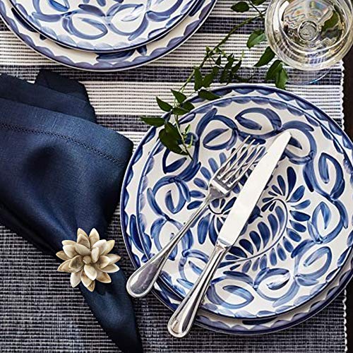 Napkin Rings Serviette Holder, Set of 4 Metal Napkin Ring, Holiday Table Decor for Valentine\'s Day, Wedding, Birthday Party, Thanksgiving Day, Christmas Day,Dining Table Decoration (Stone Flower)