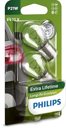 Philips 12498LLECOB2 LongLife EcoVision P21W Signallampe 12498LLECOB2, 2er Blister